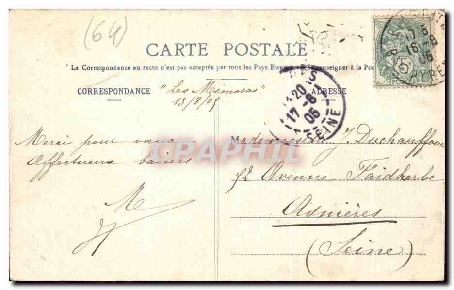 CPA Biarritz Artistique Villa Belva et le Cachaou La dent — Rückseite