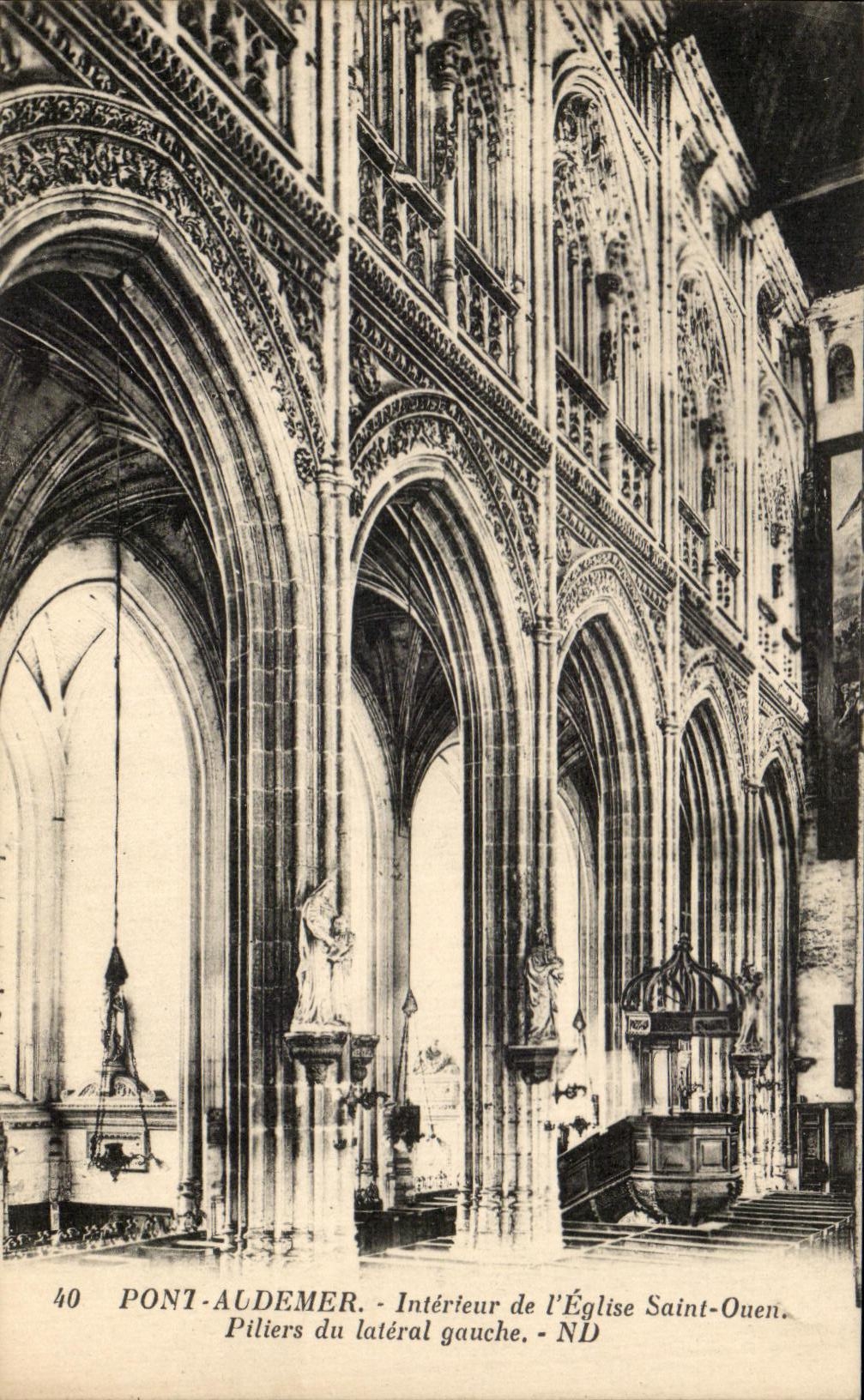 Pont-Audemer — Intérieur de l'Église Saint-Ouen, Piliers du latéral gauche — ND