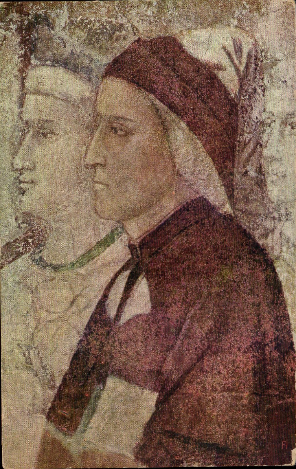 Dante Alighieri et Beatrice — portrait mural — E. SBORGHI — n° 363 bis