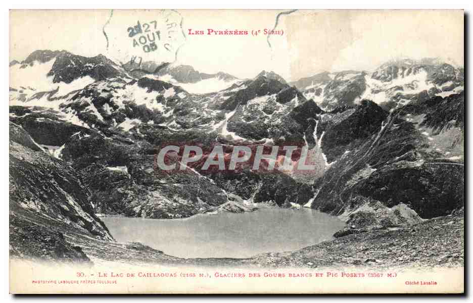 Les Pyrénées (4e Série) — Le Lac de Caillaouas, Glaciers des Gours blancs et Pic Posets — Phototypie Labouche Frères Toulouse