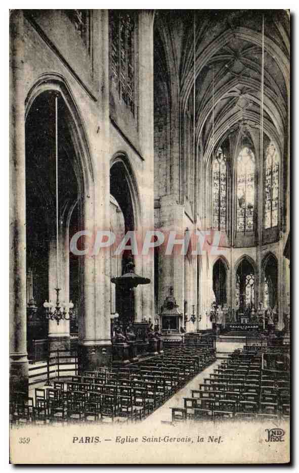 CPA Paris Eglise Saint Gervais La nef