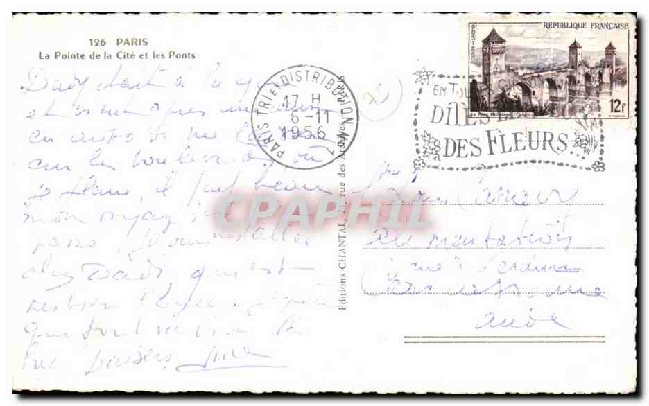 Paris - La Pointe de la Cité et les Ponts — Éditions Chantal, n°196 — Rückseite
