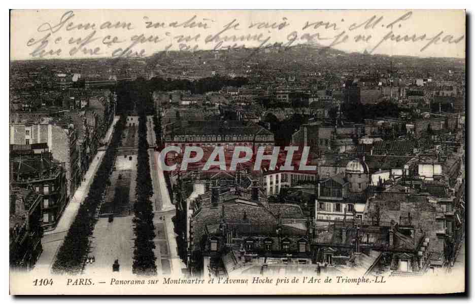 CPA Paris Panorama Sur Montmartre Et l'Avenue Hoche Pris De l'Arc De Triomphe