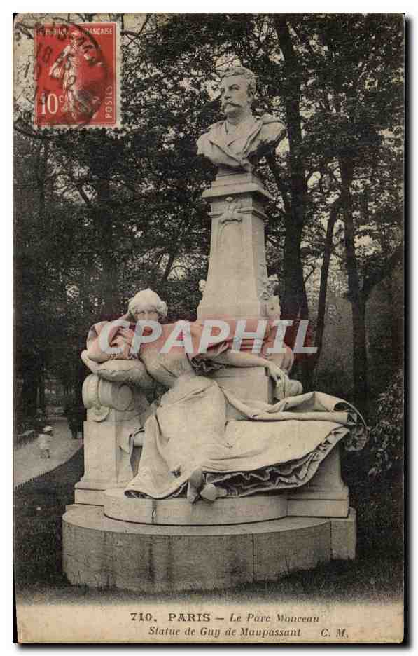 CPA Paris Le Parc Monceau Statue De Guy De Maupassant