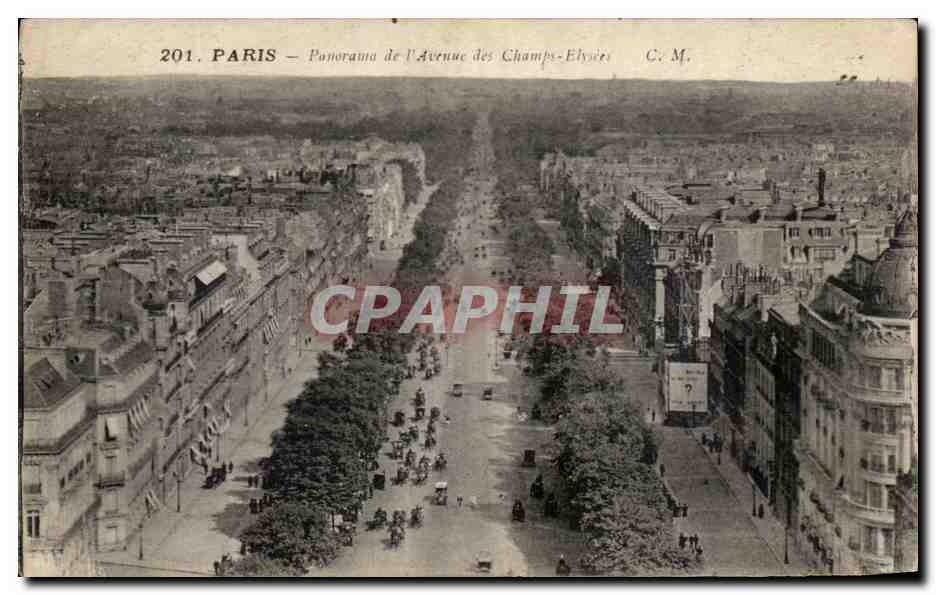 CPA Paris Panorama De l'Avenue Des Champs Elysees