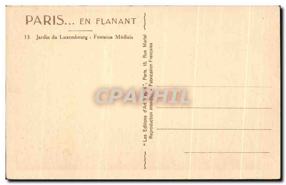 CPA Paris En Flanant Jardin Du Luxembourg Fontaine Medicis — Verso