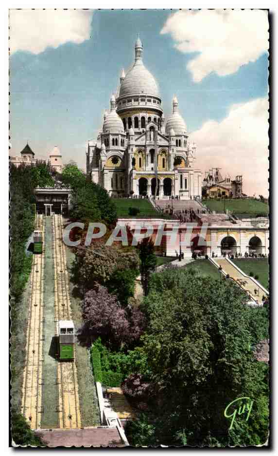 Basilika des Heiligen Herzens von Montmartre — Ansicht mit dem Funicular — Verlag Guy, n° 4119
