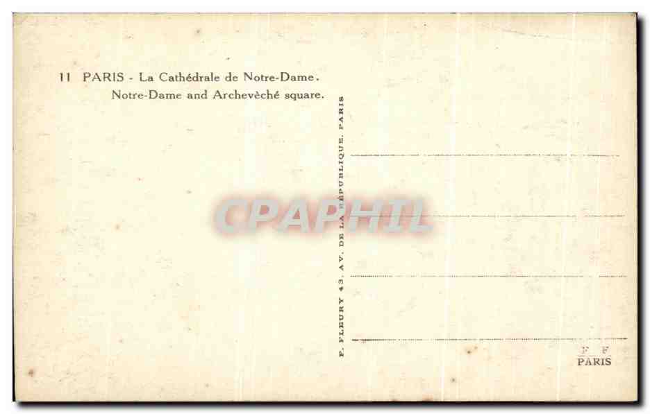 CPA Paris La Cathedrale de Notre Dame  — Verso