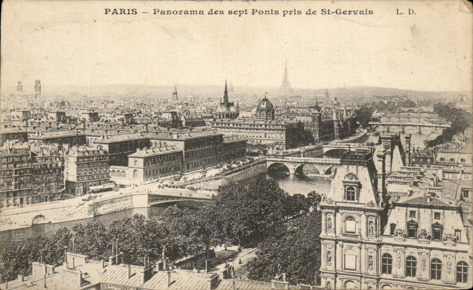 CPA Paris Panorama des sept Ponts pris de St Gervais