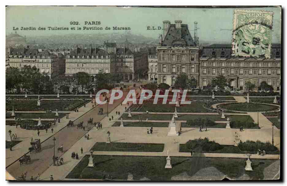 Der Tuileries-Garten und das Pavillon de Marsan — Paris — E.L.D. n° 932