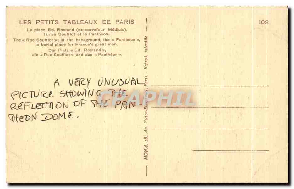 CPA Les Petits Tableaux De Paris Place Ed Rostand Rue Soufflot et Pantheon  — Verso