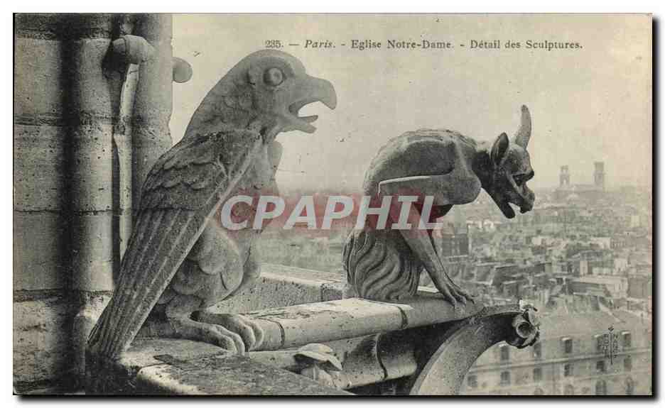 CPA Paris Eglise Notre Dame Detail des Sculptures Gargouille Diable 