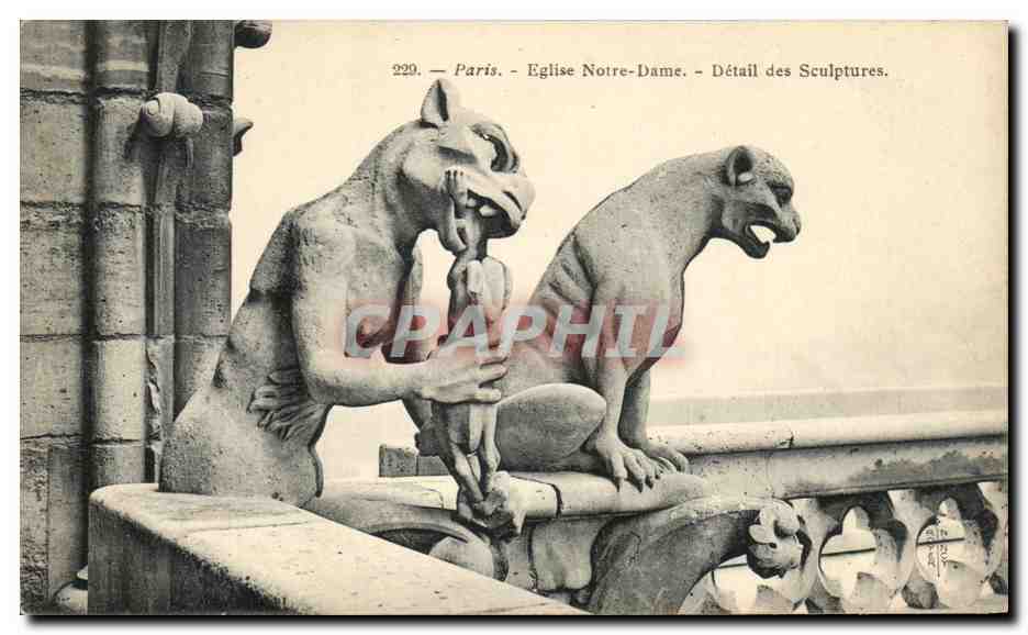 CPA Paris Eglise Notre Dame Detail des Sculptures Gargouilles Diable 