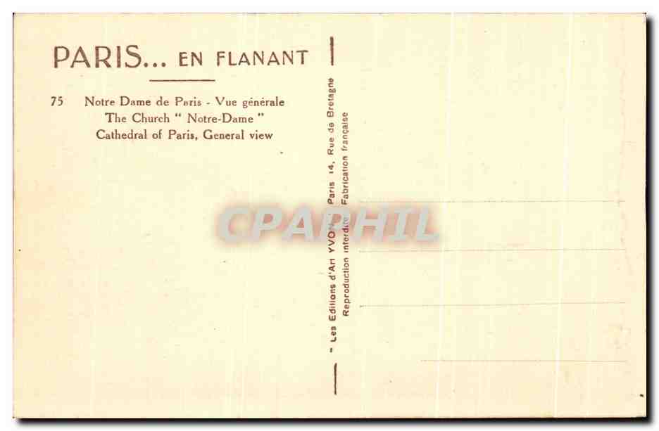 CPA Paris Eglise Notre Dame Vue Generale  — Verso
