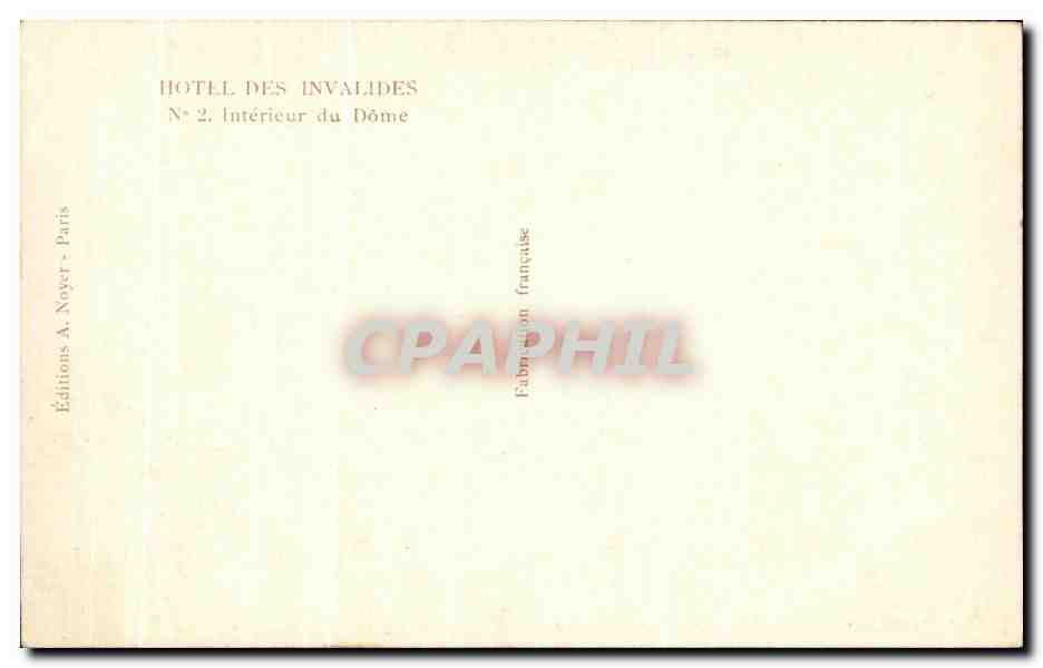 CPA Paris Hotel Des Invalides Interieur Du Dome — Verso