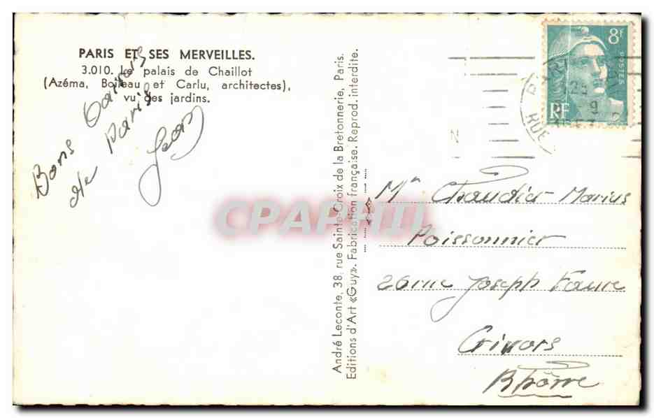 CPA Paris Et ses Merveilles Le palais De Chaillot  — Verso
