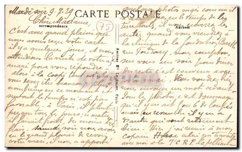 CPA Paris Theatre National de l'Opera Le Grand Escalier — Verso