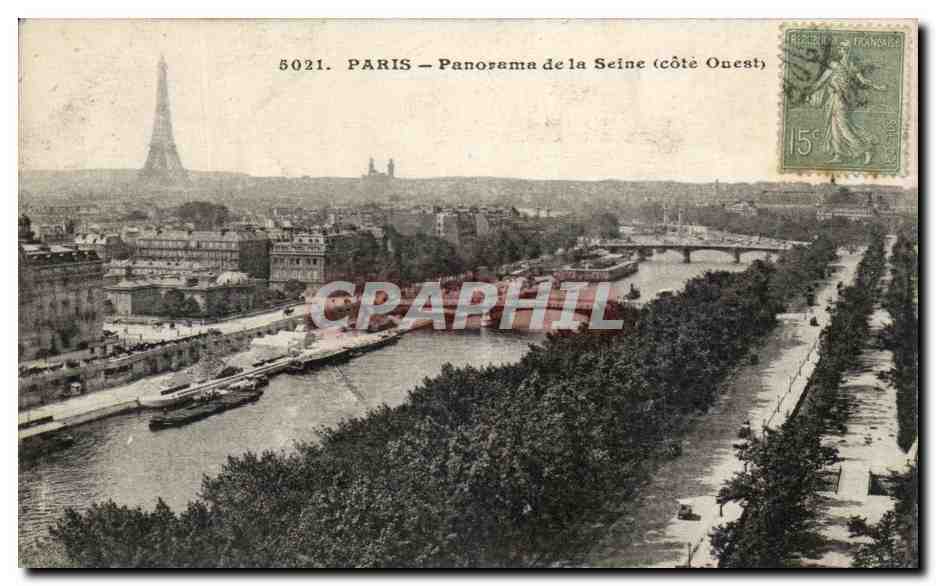CPA Paris Panorama de la Seine Tour Eiffel