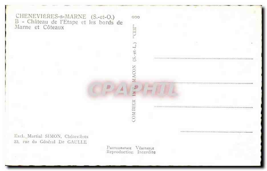Chénevières-s-Marne — Château de l'Étape et les bords de Marne et Côteaux — Phot. Cim — Reverso
