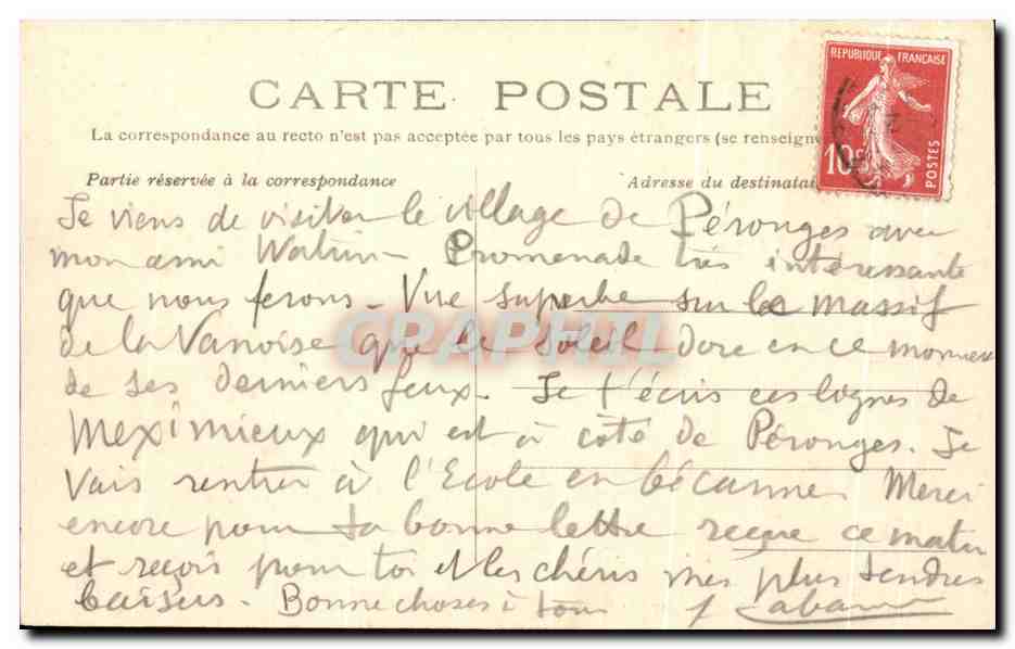 CPA Perouges Vue Generale — Rückseite
