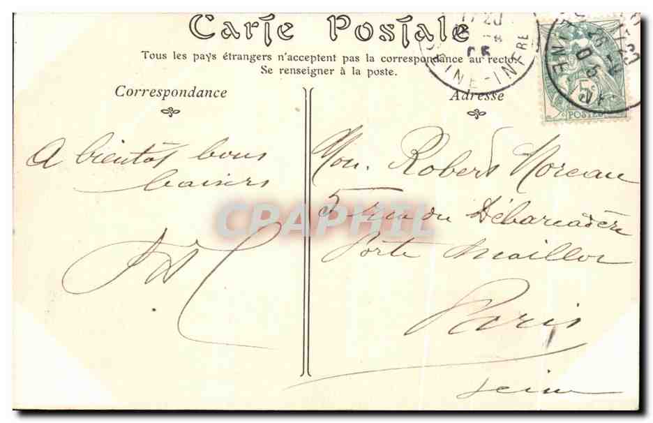 CPA Rouen Le Theatre des Arts Tramways — Verso