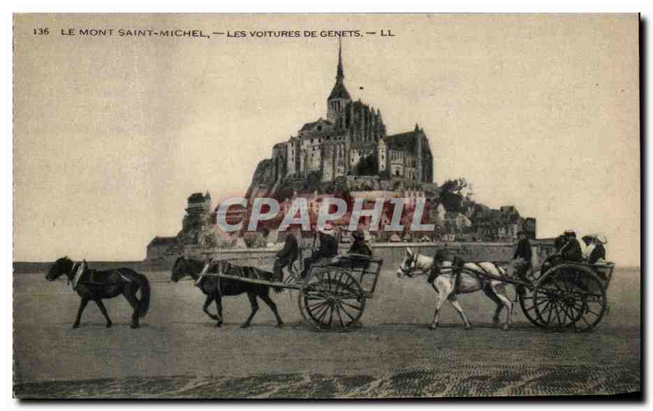 CPA Le Mont Saint Michel Les Voitures De Genets