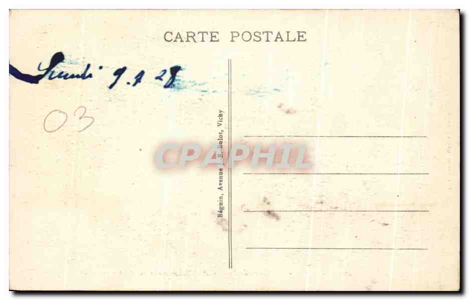 Vichy - Les Quais de l'Allier et l'Embarcadère du Golf — Édit. Fassier, Quatre-Chemin — Verso