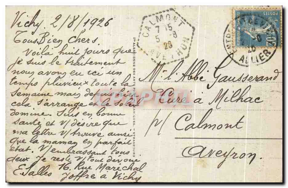 CPA Vichy Orangerie Des Celestins — Verso