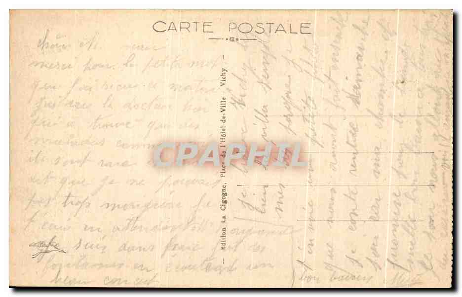 CPA Vichy Le Casino Cote Theatre — Verso