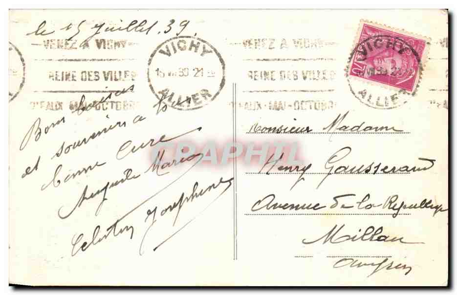 CPA Vichy Primenade sur les bords de I'Allier — Verso