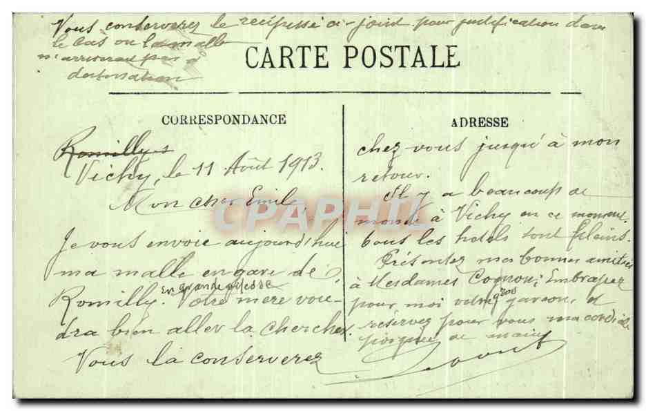 CPA Vichy Rue De Nimes Vue Prise Des Quatre Chemins — Back