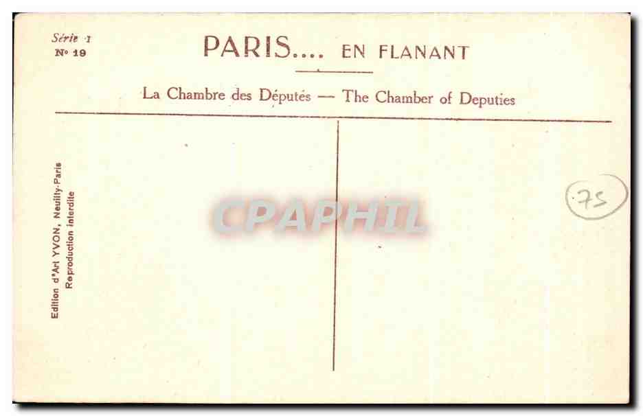 CPA Paris En Flanant Chambre des deputes — Rückseite