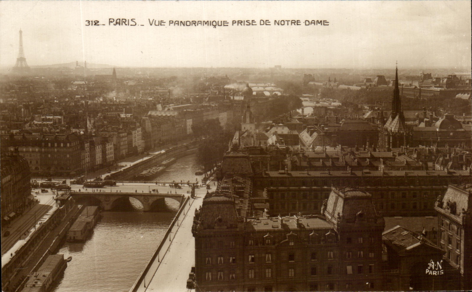 CPA Paris Vue Panoramique Prise De Notre Dame Tour Eiffel
