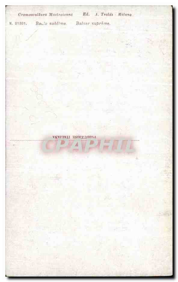 CPA Baiser supreme Cromoscultura Mastroianni  — Verso