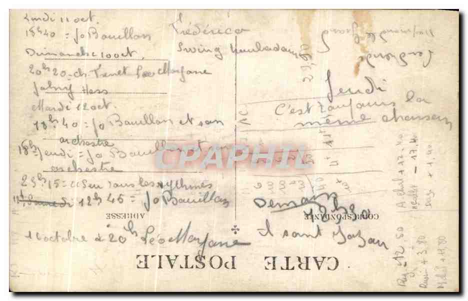 CARTE PHOTO Troupe de theatre  — Verso