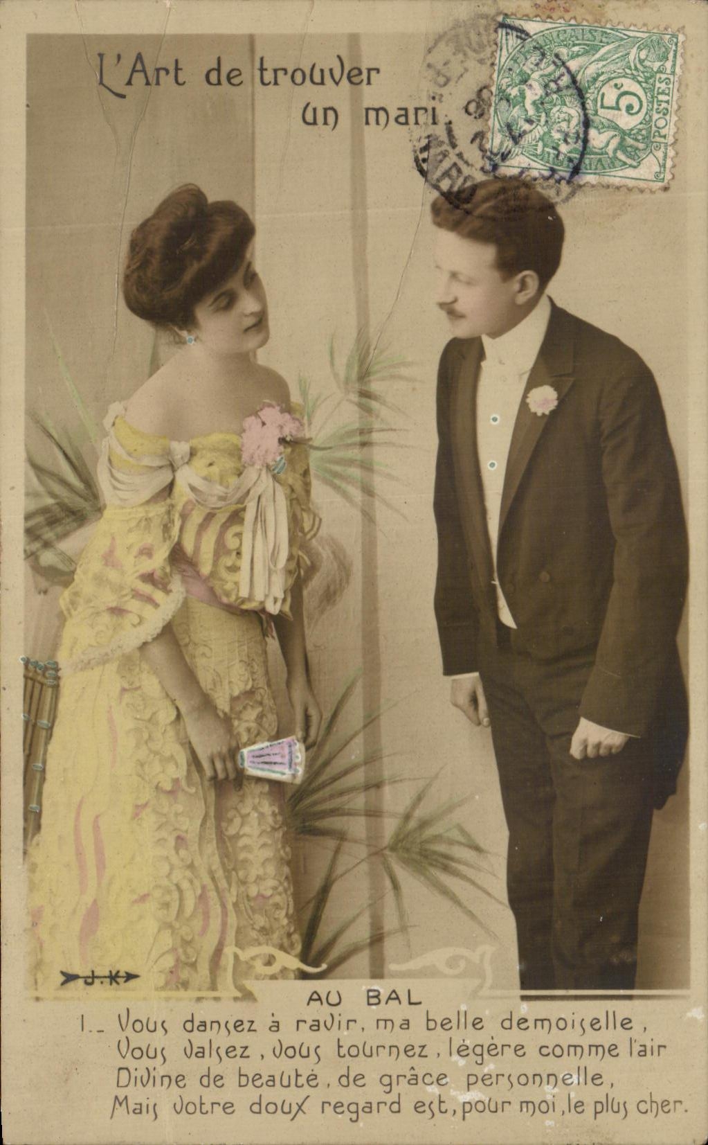 CPA Art de trouver un mari au Bal Vous dansez a ravir ma belle Femme