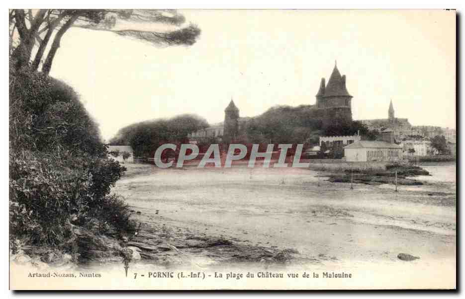 CPA Pornic Le Plage du Chateau vue de la Malouine