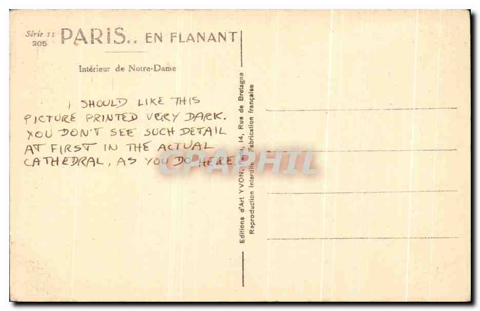 CPA Paris En Flanant Interieur De Notre Dame — Verso