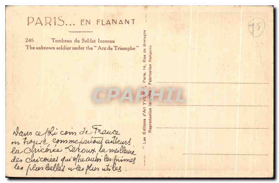 CPA Paris En Flanant Tombeau Du Soldat Inconnu Militaria — Rückseite