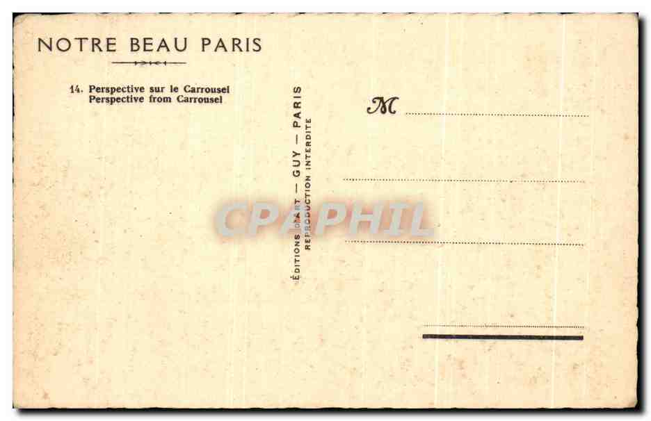 Carrousel — Perspective sur le Carrousel — Éditions GUY — Verso