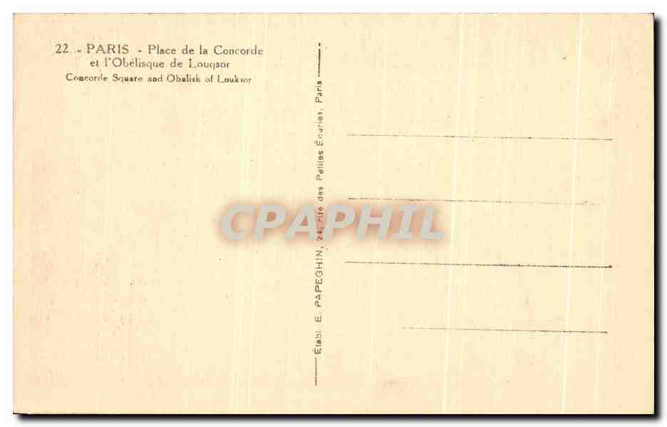 CPA Paris Place De La Concorde Et L'Obelisque De Louqsor — Verso