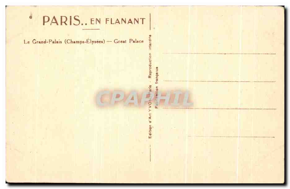 CPA Paris En Flanant Le Grand Palais — Rückseite