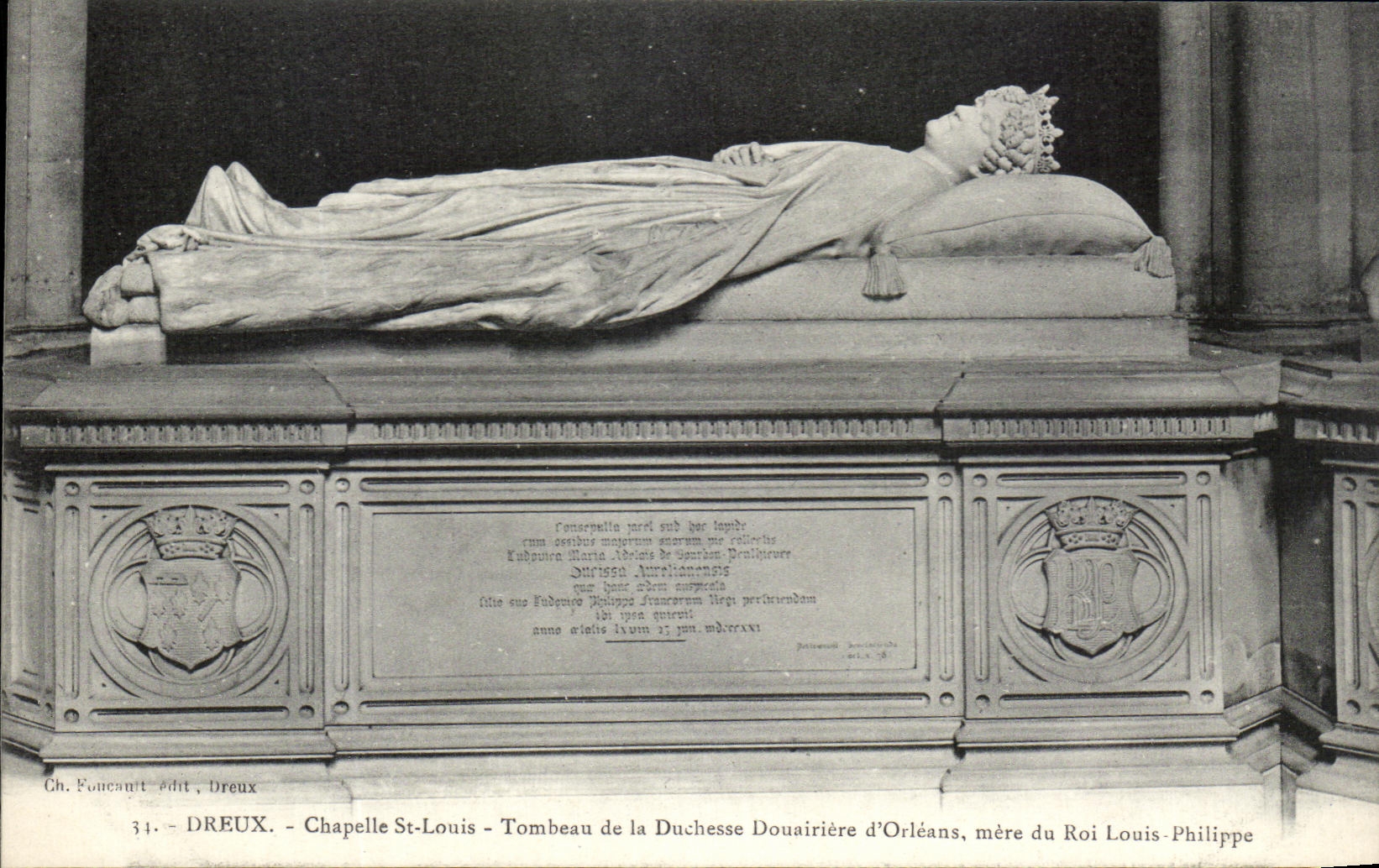 Chapelle St-Louis - Tombeau de la Duchesse Douairière d'Orléans, mère du Roi Louis-Philippe — Ch. Koncunt, Dreux, n°34