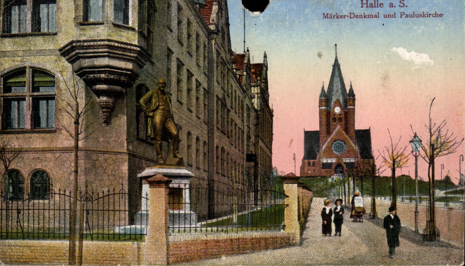CPA Halle Marker Denkmal Und Pauluskircher
