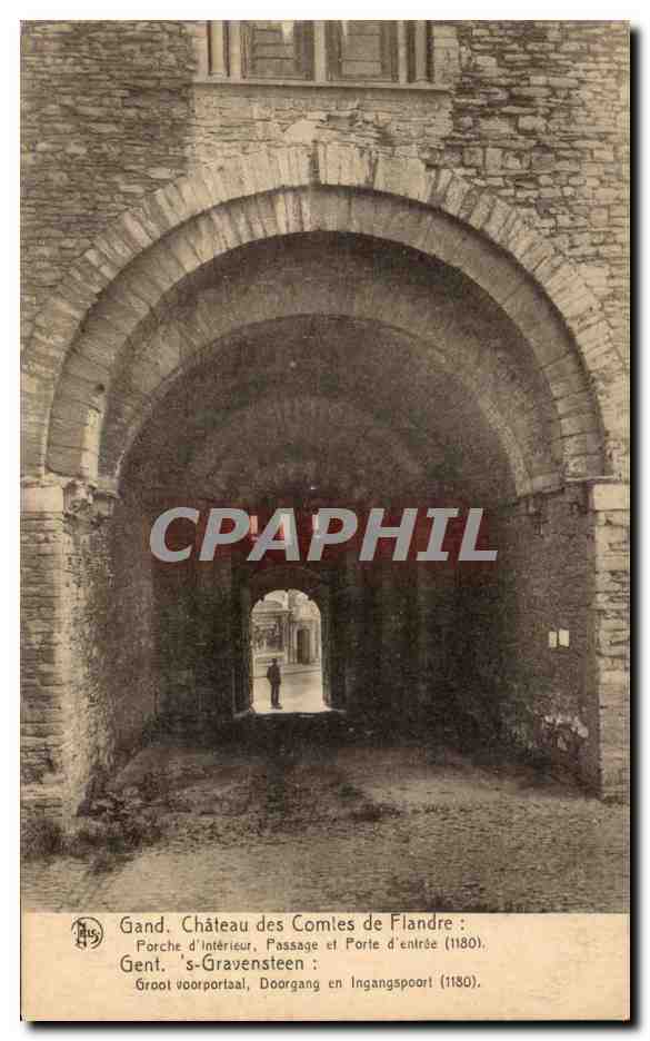 CPA Gand Chateau des Comtes de Flandre Porche d'Interieur Passage et Porte d'entree Gravensteen