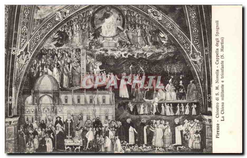 CPA Firenze Chiostro di S M Novella Cappella degli Spagnoli La Chiesa militante e trionfante 