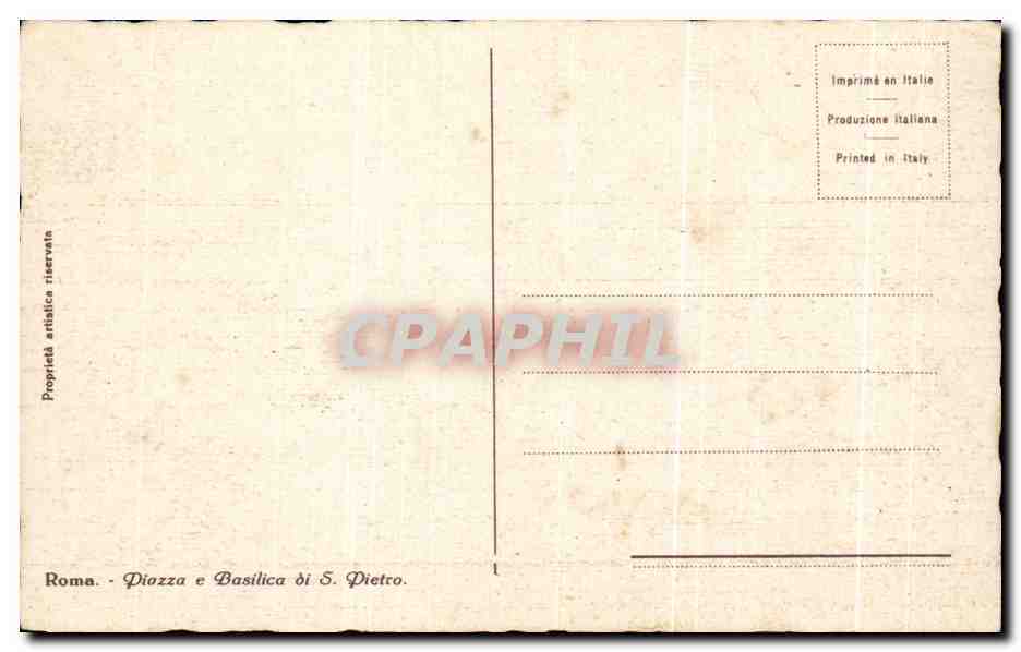 CPA Roma Piazza Basilica Pietro — Rückseite