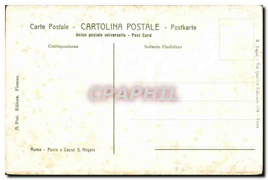 CPA Rama Ponte e Castel Angelo — Rückseite