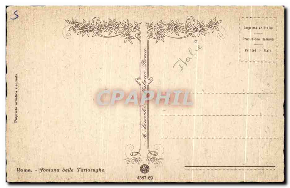 CPA Roma Fontana delle Tartarughe — Rückseite