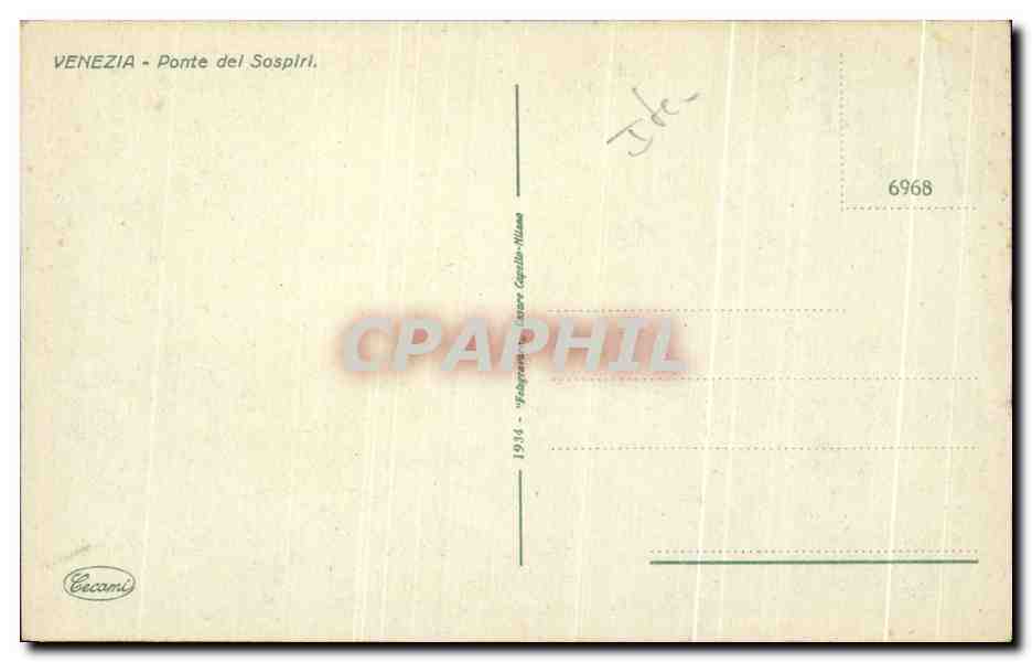CPA Venezia Ponte del Sospiri — Rückseite